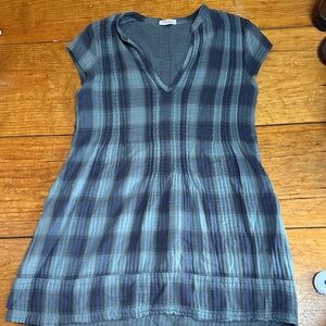 CP Shades Blue Plaid Cotton Gauze Mini Dress